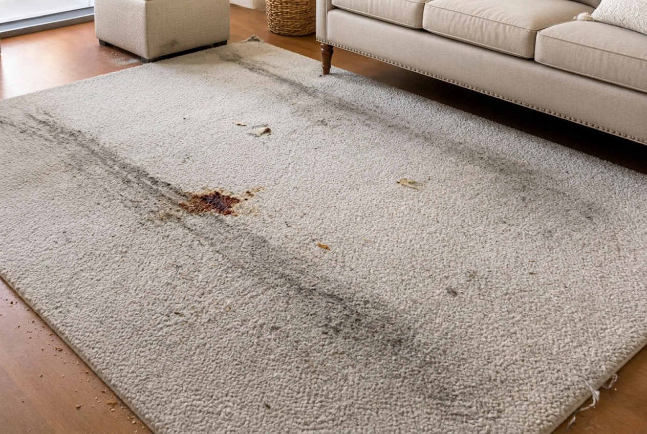 Tapis de salon avant nettoyage